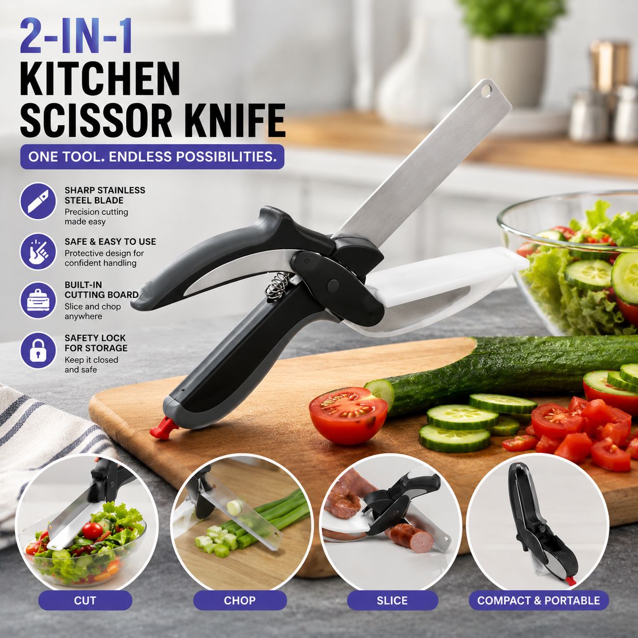 2-in-1 Kitchen Scissor Knife