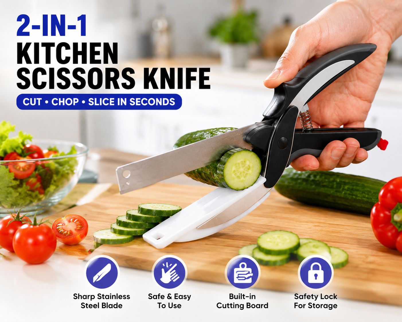 2-in-1 Kitchen Scissor Knife