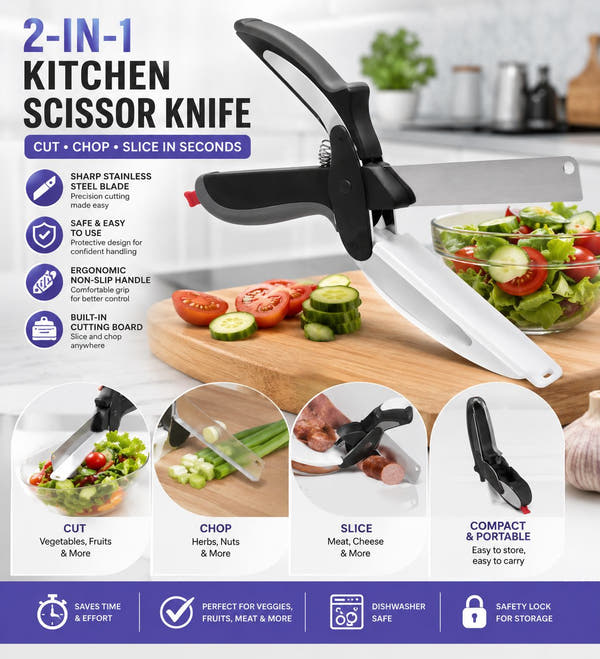 2-in-1 Kitchen Scissor Knife